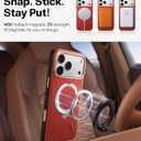 TORRAS Organic Leather for iPhone 17 Pro Case with Stand, Fit for Magsafe, 360 Spin Kickstand with Camera Control, Premium Leather Durable Stylish Q3 VegSkin for iPhone 17 Pro Phone Case, Crimson Red