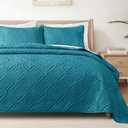 Exclusivo Mezcla California King Quilt Bedding Set, Lightweight Soft Bedspreads Coverlets with 2 Pillow Shams, Modern Teal Oversized Quilts King Size for All Seasons