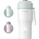 Papablic Portable Bottle Warmer, 85W Fast Baby Bottle Warmer for Travel & Home, Heats Breastmilk & Formula & Water, 4 Temperature Settings, Wide Mouth, Fits Car Cup Holder, RechaSeasalt Blue