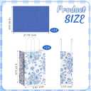 Sinload 24 Pcs Blue Floral Paper Gift Bags with Tissue Paper Elegant Blue White Party Bags with Handles for Bridal Showers Weddings and Birthday