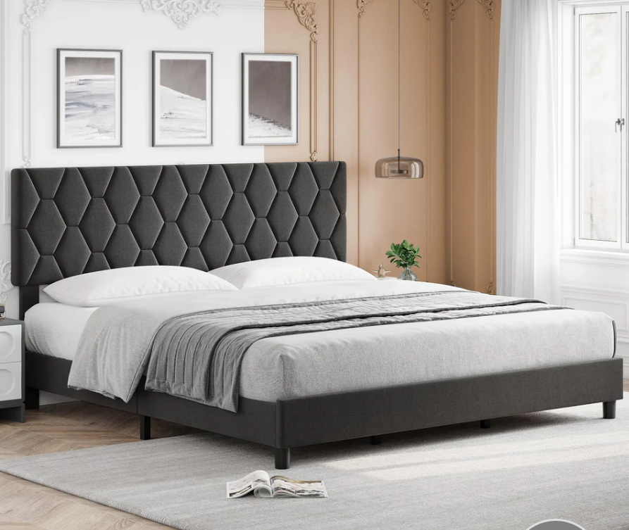 Garvee King Bed Frame, Gray