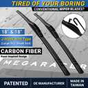 Premium Silicone Windshield Wiper Blades 18" & 18" (2 Pack) for Car & Truck | Carbon Fiber Design, Quiet & Smooth Streak-Free Clean Wipe, All-Season, OEM Quality, Front Automotive Replacement Wipers