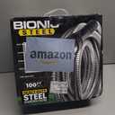 BIONIC STEEL 100 Ft Metal Garden Hose with Sprayer Nozzle, Non Kinking Designed Stainless Steel Heavy Duty Water Hose 100 Ft x 5/8 in. Flexible NON Expandable for Uninterrupted Water Flow, 500 PSI