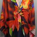 Women's Turkish Caftan Silk Wrinkle Ethnic Print Kaftans Floral Print Over Sized Caftans Lounge wear Dress