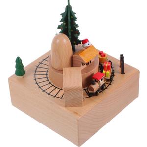 Vintage Rotating Music Box Hand Crank Wooden Carousel for Women Intricate Carvings Charming Tunes