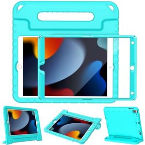 LTROP Kids Case for iPad 9th/ 8th/ 7th Generation (2021/ 2020/ 2019), iPad 10.2 Case, Shockproof Handle Stand Kids Case for iPad 9/ 8/ 7 Generation 10.2 Inch - Turquoise