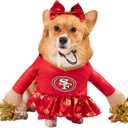 NFL Kansas City Chiefs Officially Licensed Cheer Dog Costume by MODERN HERO Includes Dress with Faux Stuffed arms and Tinsel pom-poms and Satin Bow Headband (X-Small)