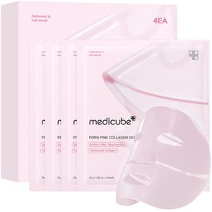 medicube Salmon DNA PDRN pink collagen jelly gel mask | overnight face mask for glass glow skin- elasticity, hydrating, firming and moisturizing | korean skincare, 28g, 4ea