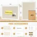 DOLLAR BOSS Bulletin Boards with Linen 1-Pack 16''X 12'' Double-Sided Cork Board for Walls Wood Framed Bulletin Boards, Small Pin Board for Home Kitchen Office Decorative Hanging 10 Pushpins (White)