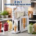Soft Serve Ice Cream Machine - 67 oz Slushie Machine for Home, 2-In-1 Soft Ice Cream Slushy Maker with 5 Pre-Set Modes, No Ice Needed Frozen Drink Machine for Margarita, Milkshake, Frappés (White)