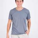 Real Essentials 5 Pack: Men's Mesh Short Sleeve V-Neck T-Shirt | Athletic Dry Fit V Neck Workout Shirt (L)
