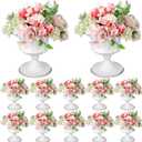 Gerrii 12 Pcs Vases for Centerpieces Metal Compote Vases Urn Planter Trumpet Flower Stand Small Pedestal Flowers for Wedding Table Reception Birthday Anniversary Ceremony Home Decor, 5.91 Inch(White)