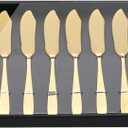 Buyer Star Butter Knives, 18/10 Stainless Steel 6.10 Inch Gold Cheese Spreader Knives Set in Black Gift Box, Dishwasher Safe, Set of 8