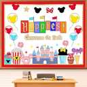 LioNergy Magical Mouse Classroom Bulletin Board Decoration Happiest Class room on Earth Bulletin Board Kit Mouse Cutouts for Classroom Home Office School Wall Door Theme Party Decor