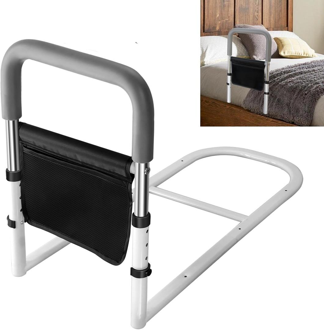Bed Rails for Ederly Adults Safety, Adjustable Height Bed Assist Rails for Seniors Fall Prevent Grab Bar Fits King Queen Full Twin Bed