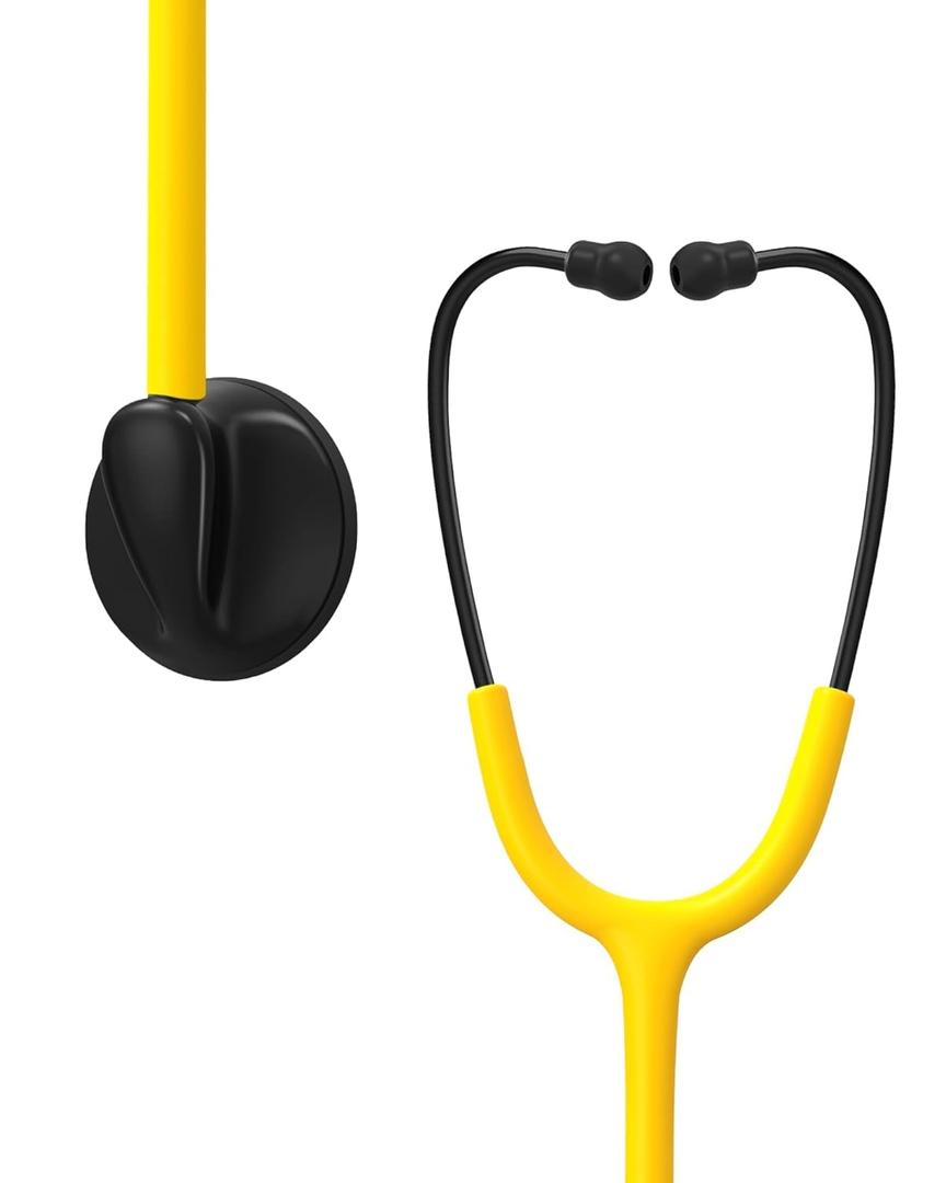 Single Head Stethoscope for Doctors/Nurses/Nursing School Students, Medical and Home Use with Accessories Name Tag, FSA HSA Eligible (Yellow Tube, without EVA Case)