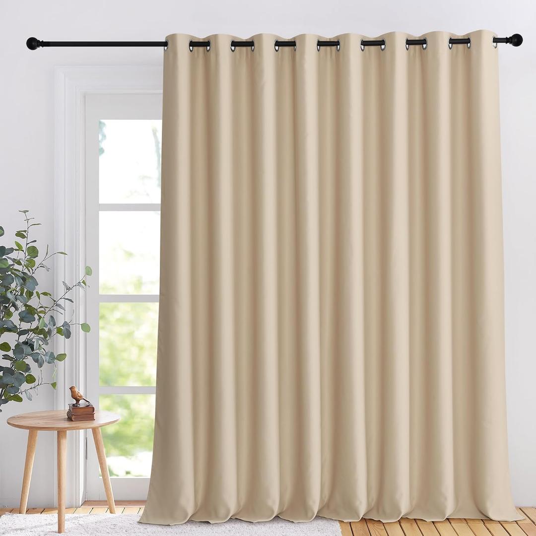 NICETOWN Thick Blackout Curtain and Drape - (120 x 108, Biscotti Beige, 1 Panel) Thermal Insulated Grommet Top Window Drapery for Bedroom, Block Out Light Curtain Panel