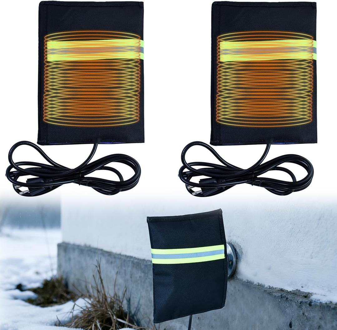 2pcs Heated Outdoor Faucet Covers for Winter, Heavy Duty Water Spigot Socks with 6.2ft Cable Energy Saving Hose Bib Insulation Wrap for Extremely Winter Outside Spigot Freeze Protection, 8.8"6.7"