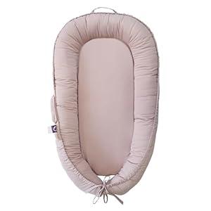 CooCooBaby Infant Lounger, Baby Nest Cover for Baby Girls & Boys, Newborn Essentials for Baby 0-12 Months, 100% Cotton Breathable, Co Sleeper for Baby in Bed (Cotton, Lavender Blush)