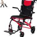 Transport Wheelchairs for Adults Lightweight Foldable Transport Chair with Telescopic Handle, Portable Folding Travel Transfer Wheel Chairs for Seniors