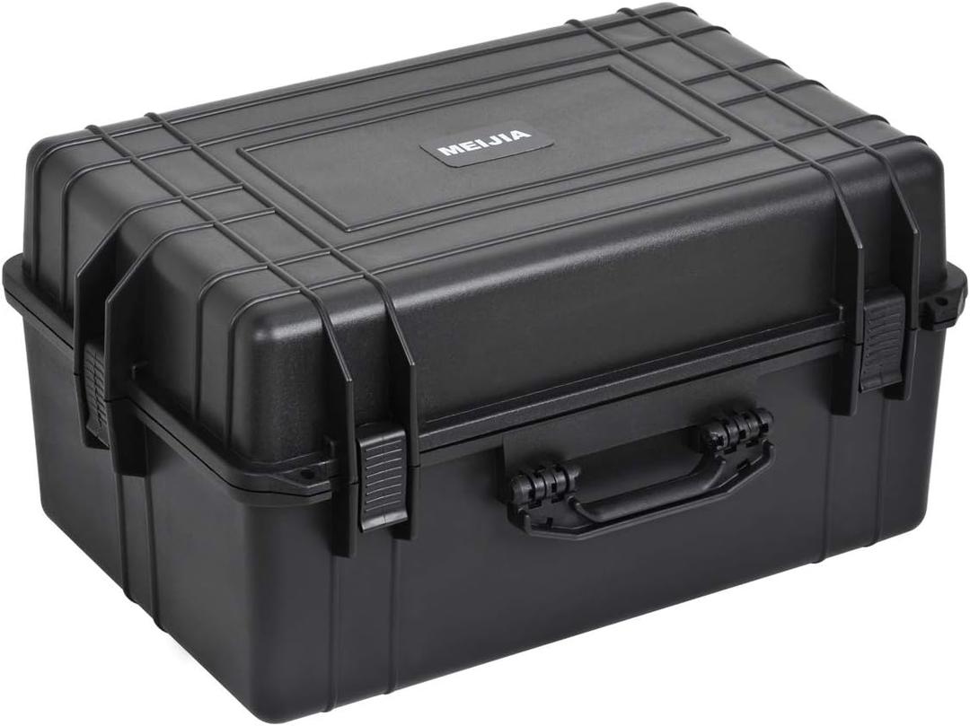 MEIJIA All Weather Waterproof Hard Camera Case, Hard Case with Customizable Fit Foam, Fits Use of Drones, Camera, Equipment, Pistols, Elegant Black (Black, 24.01"x16.92"X12.2")