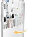 Rotating Toothbrush Holders with Cover, Dustproof Toothbrush Holder with Sliding Lid Electric Tooth Brush and Toothpaste Organizer for Bathroom, Makeup Brush Holder for Vanity, White