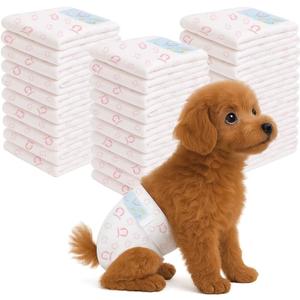 90 Count Disposable Dog Diapers Female, Super Absorbent Pink Puppy Doggie Diapers for Small Female Dogs Urination or Incontinence (Waist 10-16.5 in S)