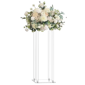1 Pack 32'' Tall 10'' Dia. Clear Floor Vase Wedding Decoration Table Centerpiece Crystal Acrylic Flower Stand Floral Display Rack Backdrop Column for Event Dcor