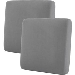 Individual Couch Cushion Covers, Non-Fuzzy Chenille Sofa Covers for Seat Cushions, Clean Look, Durable Stretch Fit Couch Slipcovers for Sectional and L Shaped Sofas (2 Piece, Grey)