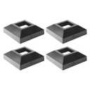 4Pcs 2x2 Inches Black Aluminum Deck Post Base Cover for 2"x2" Deck Railings, Stairs, Patios, Porches, Split Deck Post Skirt