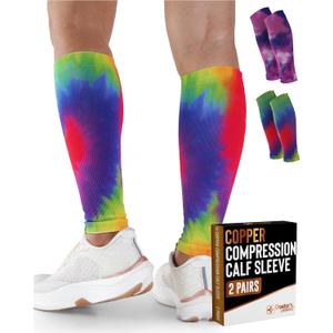 Doctor's Select 2 Pairs Copper Calf Compression Sleeve - Leg Compression Sleeves for Women & Men, Shin Splint Relief