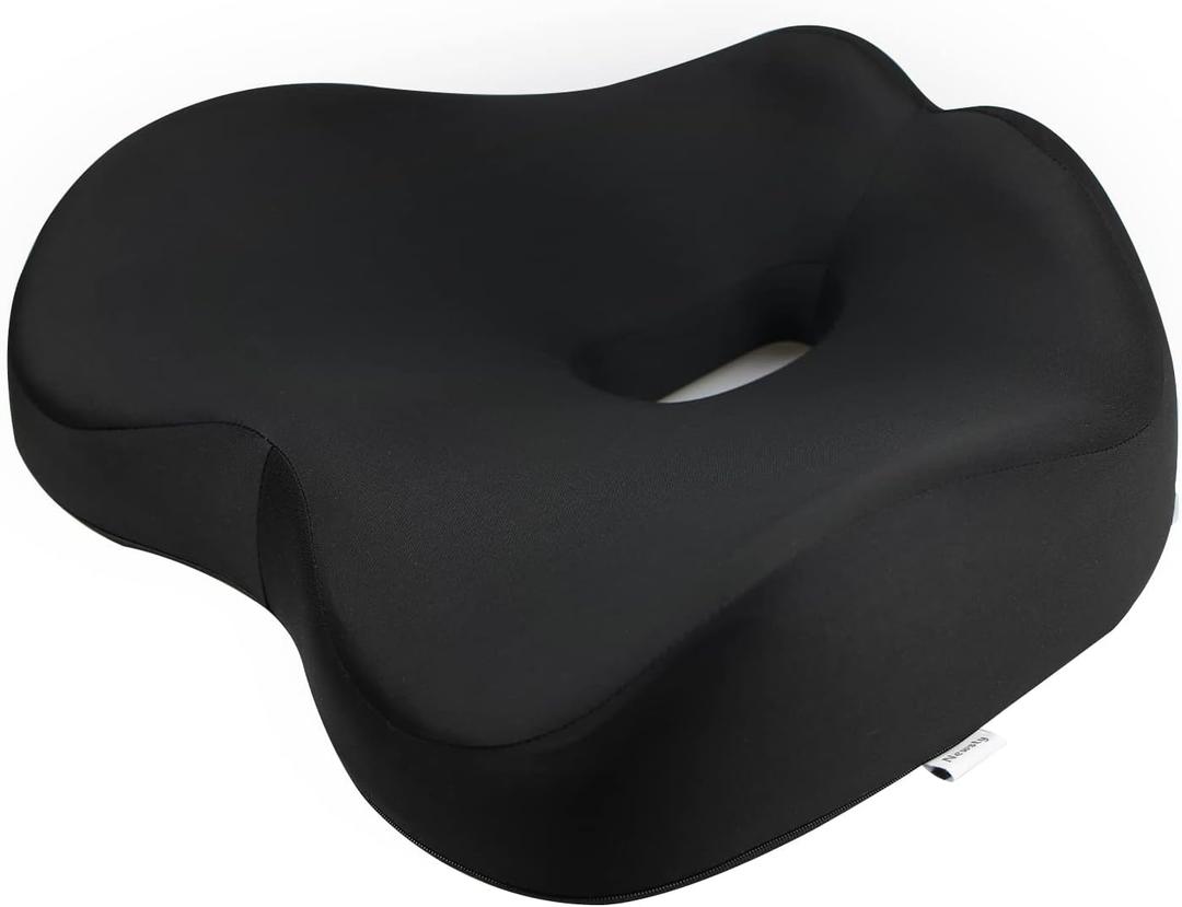 Pressure Relief Seat Cushion for Long Sitting Hours on Office, Home Chair, Car Memory Foam Office Chair Cushion for Back, Coccyx, Tailbone Pain ReliefBlack