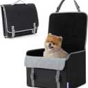 Lesure Dog Car Seat for Small Dogs, Foldable Pet Car Seat with Clip-On Safety Leash, Waterproof Puppy Booster Seat for Small Pets Under 25lbs, Portable Doggie Carseat Travel Carrier Bed, Black