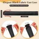 8 PCS Large Folding Fans Set for Line Dance & Popping, Boots on The Ground Hand Fans with Fan Sleeves, Chinese Kung Fu Fan for Line Dancing for Men Women - Black