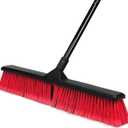 24" Push Broom with 63" Long Handle, Heavy Duty Broom for Floor Sweeping, Stiff Bristles Broom Brush for Workshop, Garage, Concrete, Patio and Deck