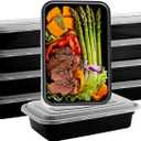 Qewro 10Pack 35oz Meal Prep Containers Disposable Food Storage Containers with Lids, 1-Compartment Reusable Food Storage Plastic Stackable To Go Boxes Microwave, Freezer, Dishwasher Safe