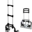Folding Hand Truck, Dolly Cart with Wheels Foldable, Lightweight Aluminum Luggage Cart Portable Collapsible Trolly for Utility Cart, Hand Trucks for Moving Travel Shopping Airport Office (Sliver)