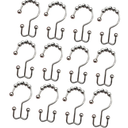 12Pcs Stainless Steel Double Glide Shower Curtain Hooks Double Sided Shower Curtain Hooks for Bathroom