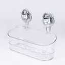 No Drill Bathroom Organizer with Strong Suction Cups, Heavy Duty Shower Organizer Holds 10lbs, Bathroom Shelf for Shampoo, Soap, Razor, Toothbrush (transparent)