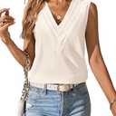 APOOU Ladies Tops and Blouses Sexy V Neck Shirts Summer Tank Top for Women Solid Basic Business Sleeveless Blouses Pink Small