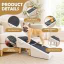 16" H Dog Stairs & Ramp for Small Dogs, 2-in-1 Foldable Wooden Dog Ramp for Low Bed and Couch, Non-Slip Split Ottoman Pet Ramp, Safe for Puppies, Senior, Injured Dogs, White