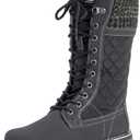 POLAR Womens Winter Thermal Snow Outdoor Warm Mid Calf Waterproof Durable Boot - Black - US9/ EU40 - YC0376