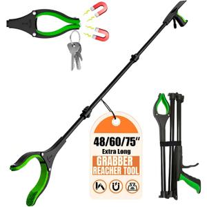 75Inch Extra Long Grabber Reacher Tool, LEGENDONE Easy Foldable Reacher Grabber, Dual Magnetic Tip Pickup Tool Trash Picker, Strong Grip Aid for Upper Shelves, Elderly, Surgery Recovery Must Have