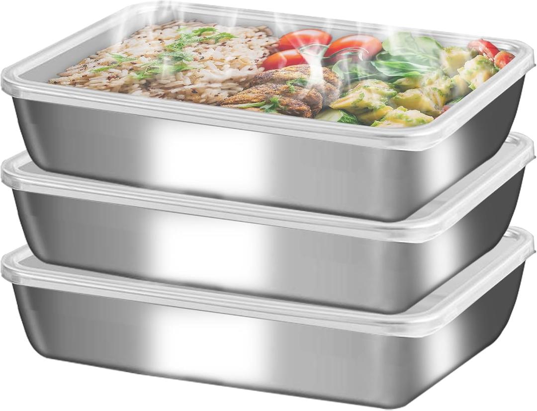stainless steelFood Storage Containers setsstorage box with lidfreezer FrozenKitchen tray with lidOven plateSide dish plate Freezer & Dishwasher Safe