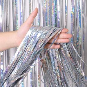 3 Pack Fringe Curtains Party Decorations,Tinsel Backdrop Curtains for Parties,Photo Booth Wedding Graduations Birthday Christmas Event Party Supplies (Silver)