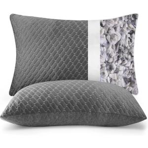 Dormirpilow Memory Foam Pillows King Size Set of 2 Grey Color Cooling Pillows for Sleeping 2 Pack, Bed Pillows with Adjustable Shredded Foam for Side, Back and Stomach Sleepers (20x36)