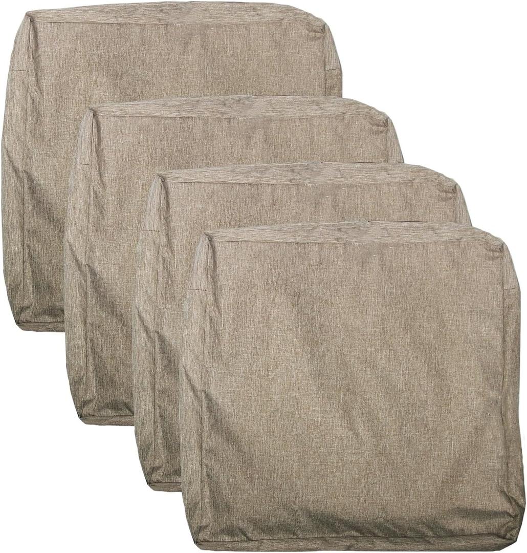 youngseahome Patio Seat Cushion Covers, Washable Slip Covers Replacement, Waterproof Outdoor Furniture Chair Cushion Pillow Seat Cover for Couch, Garden, Sofa, Flax, 24"×22"×4"(4 Covers Only)