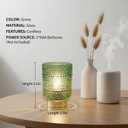 Battery Operated Lamp with Auto-Off Timer, Cordless Table Night Light for Bedroom & Entryway, Portable LED Lamp for Home, Outdoor, Camping No Battery Included (Pearl Design-Green)