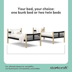 Storkcraft Caribou Twin-Over-Twin Bunk Bed (Black with Natual)  GREENGUARD Gold Certified, Converts to 2 Individual Beds