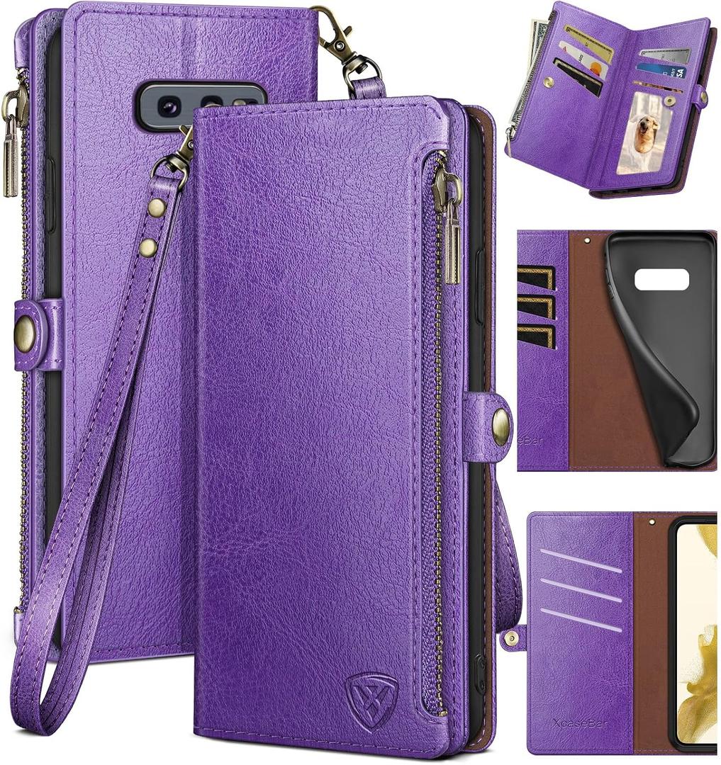 XcaseBar for Samsung Galaxy Note 8 Wallet case with Zipper Credit Card Holder【RFID Blocking】, Flip Folio Book PU Leather Phone case Shockproof Cover Women Men for Samsung Note8 case Purple